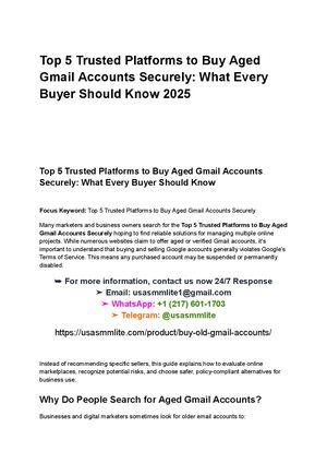 Top 5 Trusted Platforms To Buy Aged Gmail Accounts Securely What Every Buyer Should Know 2025