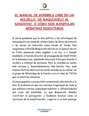 El Manual De Goebbels Cabe En Un Bolsillo