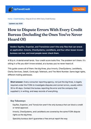 Uptrendcredit Com Dispute Errors Every Credit Bureau