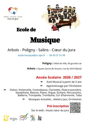 Brochure 2026-2027 de l'Ecole de Musique Coeur Du Jura