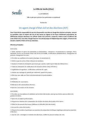 Annonce Agent Chargé D'état Civil Et Des éLections