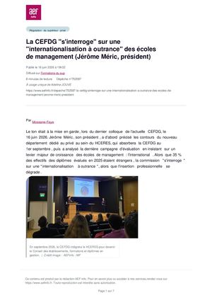 AEFinfo La Cefdg Sinterroge Sur Une Internationalisation A Outrance Des Ecoles De Management Jerome Meric President