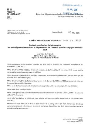 Arrêté préfectoral 13 07 2026
