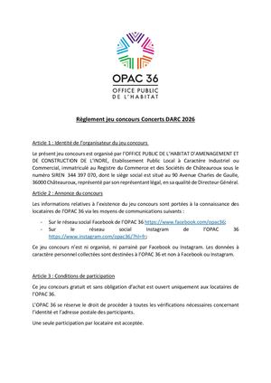 Règlement Darc 2026