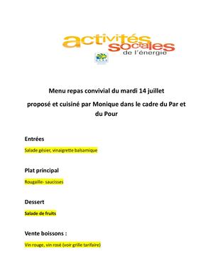 Menu Repas Festif