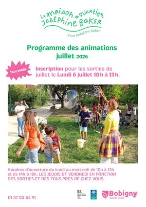 Programme Maison de quartier Joséphine Baker