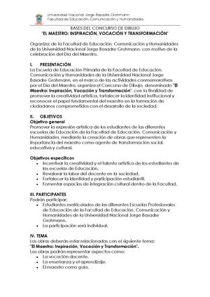 Bases Del Concurso De Dibujo Día Del Maestro