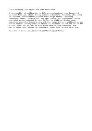 Create Stunning Fixed Layout E Pub With Alpha E Book