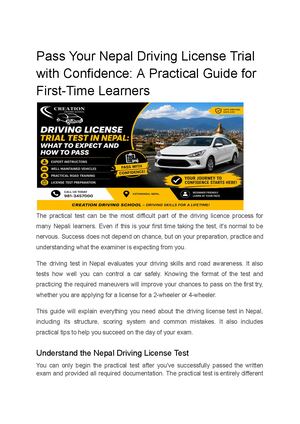 Pass Your Nepal Driving License Trial With Confidence A Practical Guide For First Time Learners