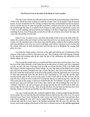 2025.09.21 - The Word of God on the feast of the Birth of Lord’s mother