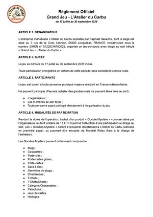 Règlement Grand Jeu - L'Atelier Du Carbu