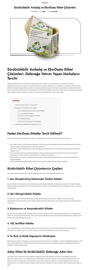 Sürdürülebilir Etiket Ve Eko Dostu Etiket Çözümleri