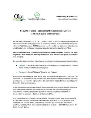 2026-07-13 - COMMUNIQUÉ DE PRESSE - Abaissement de limite de vitesse (Oka et SJDL)