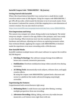 (Updated 2026) Insta360 Coupon Code: "INRSG9HITPA"