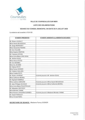 Compte Rendu Synthétique du Conseil Municipal du  9 Juillet 2026