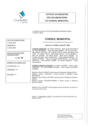 Délibérations Cm Du 9 Juillet 2026