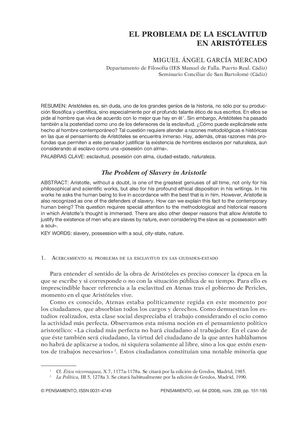 La Polis y la justificación aristotélica de la esclavitud