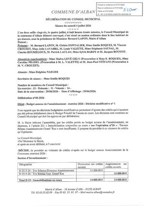 Délibérations Séance Du 04 07 2026
