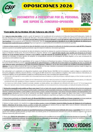 CSIF-Oposiciones Secundaria 2026 Documentación Personal Seleccionado Y Fase Prácticas