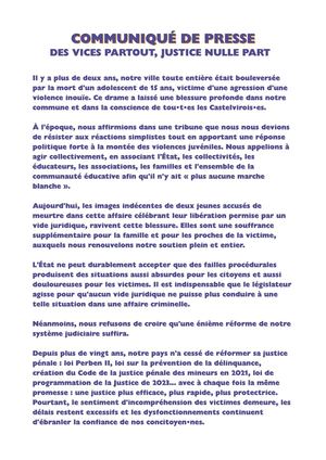 Communiqué De Presse Des Vices Partout Justice Nulle Part
