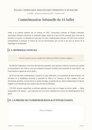 Ecapa Commemoration 14 Juillet