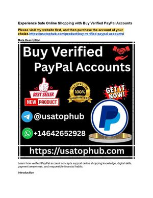 Experience Safe Online Shopping With Buy Verified Pay Pal Accounts
