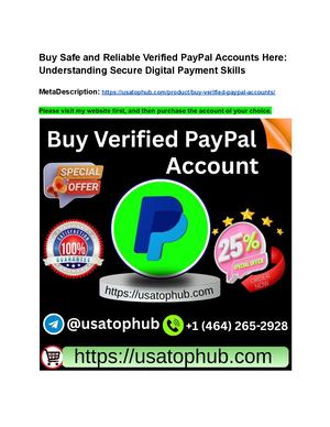 Buy Safe And Reliable Verified Pay Pal Accounts Here