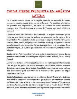 China Pierde Presencia En América Latina