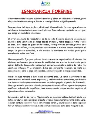 Ignorancia Forense