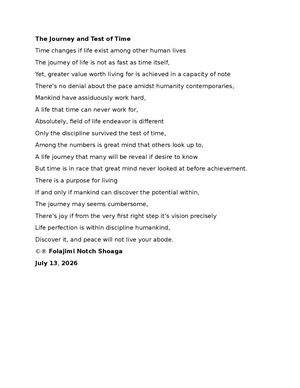 The Journey And Test Of Time