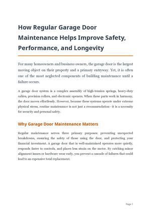 How Regular Garage Door Maintenance Helps Improve Safety, Performance, And Longevity