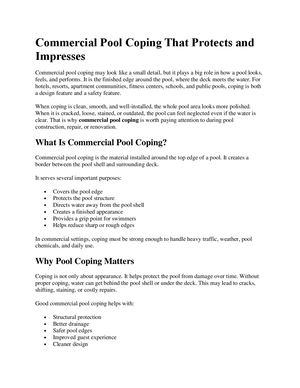 Commercial Pool Coping That Protects And Impresses