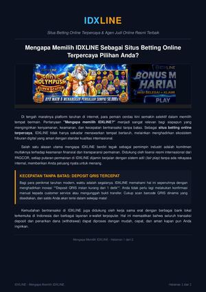 Mengapa MemMengapa Memilih IDXLINE - Situs Betting Online Terpercaya & Deposit QRIS Instanilih Idxline