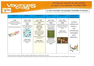 Programme Du 13 Au 19 Juillet 2026