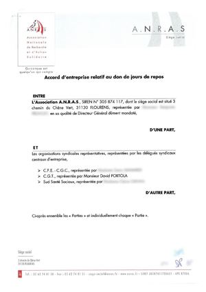 Accord "Don de jours"