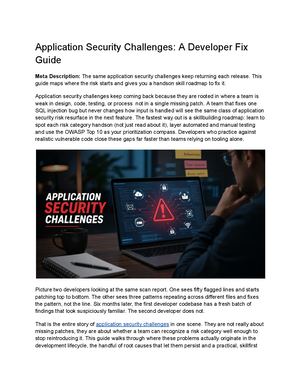Application Security Challenges A Developer Fix Guide