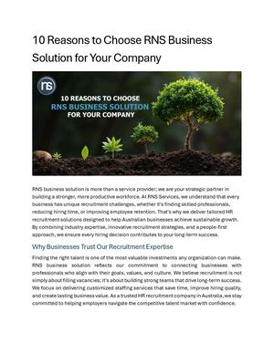 10 Reasons To Choose Rns Business Solution For Your Company