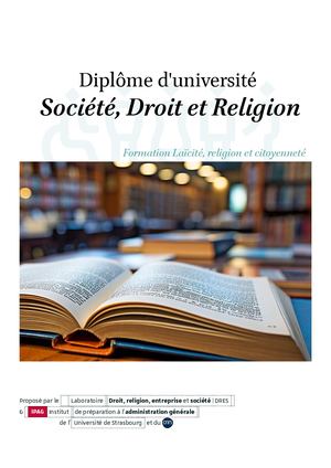Brochure DU "Société, Droit et Religion"