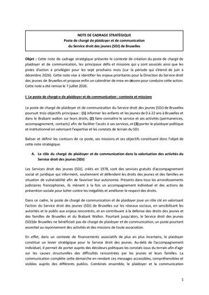 Note Stratégique -  Plaidoyer et Com