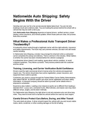 Nationwide Auto Shipping Guide: Driver Safety & Vehicle Protection