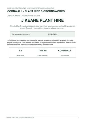 J Keane Plant Hire — Construction & Landscaping Services Truro