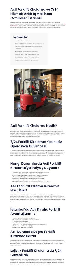 Acil Forklift Kiralama 7 24 Hizmet Kiralık Forklift Vinç