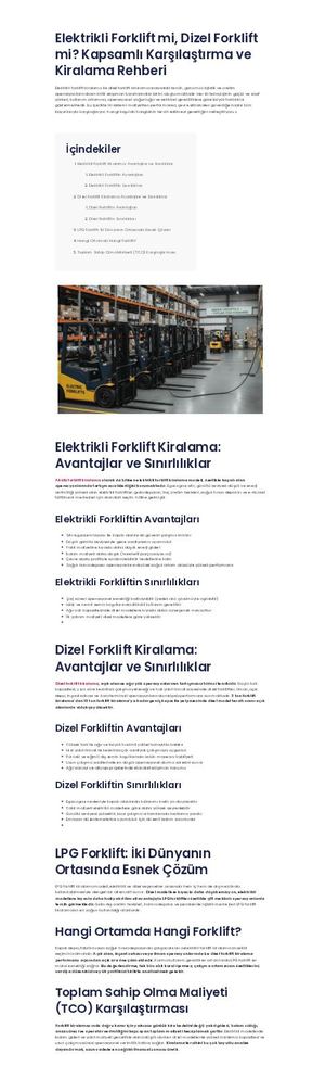 Elektrikli Forklift Mi Dizel Forklift Karşılaştırma Rehberi