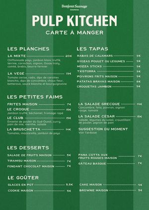 BonjourSauvage Seignosse - Carte à Manger et Pizzas