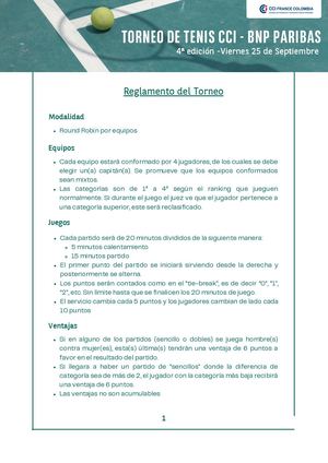 2026 Reglamento Torneo Tenis
