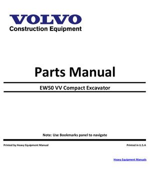 Volvo EW50 VV Compact Excavator PDF Parts Manual