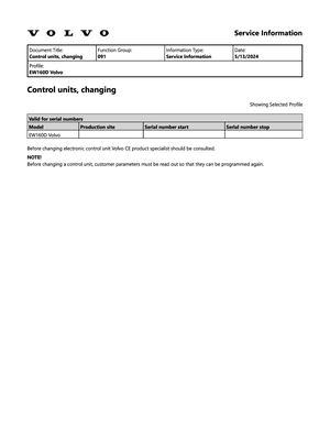 Volvo EW160D Excavator PDF Service Manual Download