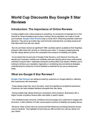 World Cup Discounts Buy Google 5 Star Reviews