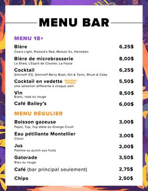 Menu Bar Festival Vacances en spectacles 2026