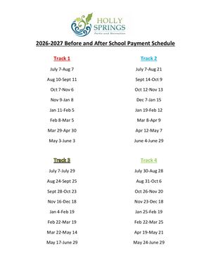 2026-2027 Before And After School Payment Schedule